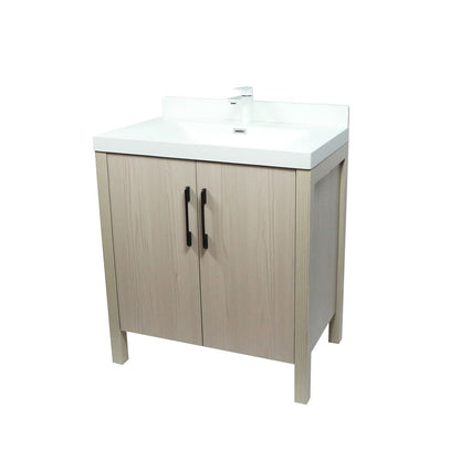 Bellaterra Home 804381V-EP 32" Light Gray Single Sink Vanity With White Composite Granite Top