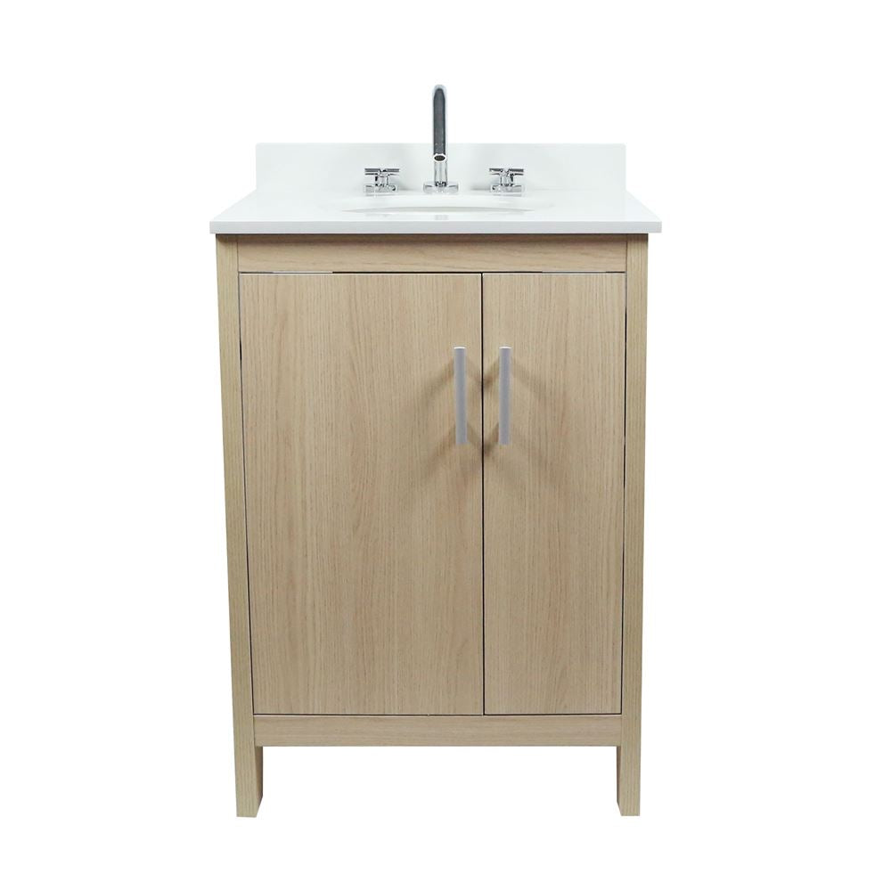 Bellaterra Home 808130-25-CO 25" Gray Pine Single Sink Vanity With White Engineered Stone and Oval Sink