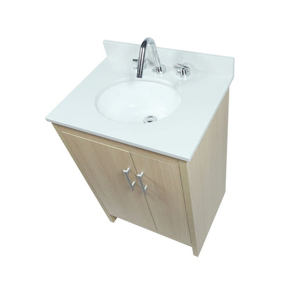 Bellaterra Home 808130-25-CO 25" Gray Pine Single Sink Vanity With White Engineered Stone and Oval Sink