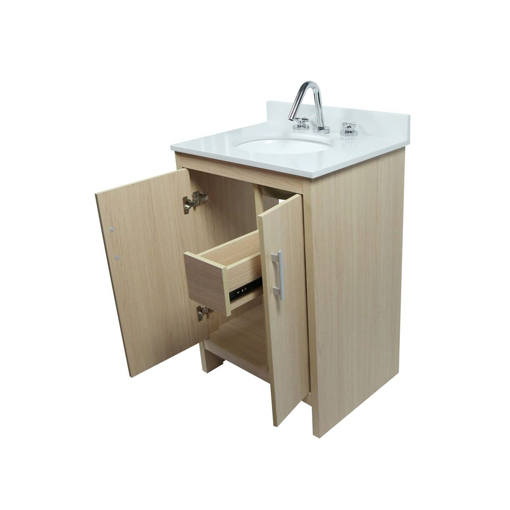 Bellaterra Home 808130-25-CO 25" Gray Pine Single Sink Vanity With White Engineered Stone and Oval Sink
