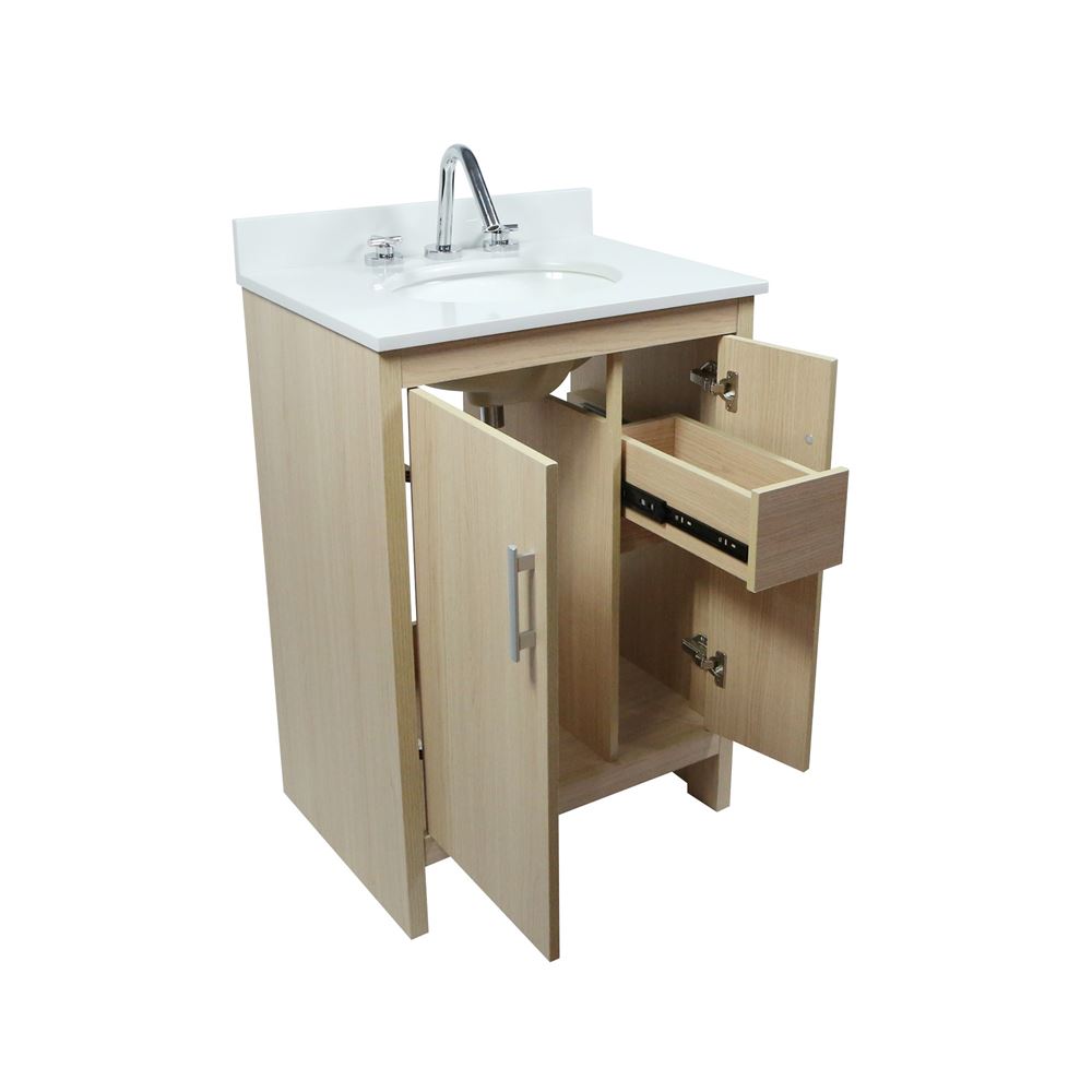 Bellaterra Home 808130-25-CO 25" Gray Pine Single Sink Vanity With White Engineered Stone and Oval Sink