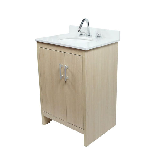 Bellaterra Home 808130-25-CO 25" Gray Pine Single Sink Vanity With White Engineered Stone and Oval Sink