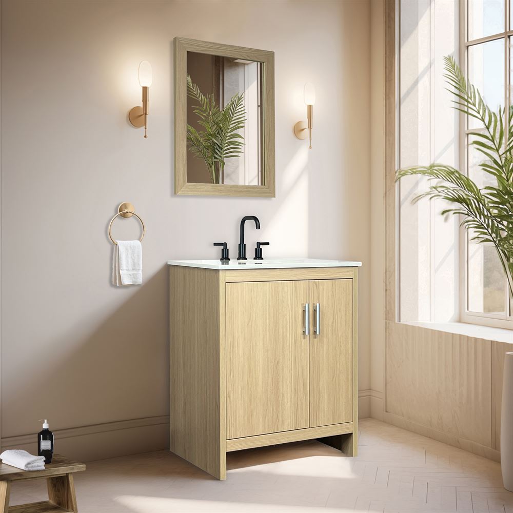 Bellaterra Home 808130-31-CO 31" Gray Pine Single Sink Vanity With White Engineered Stone and Oval Sink