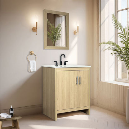 Bellaterra Home 808130-31-CO 31" Gray Pine Single Sink Vanity With White Engineered Stone and Oval Sink