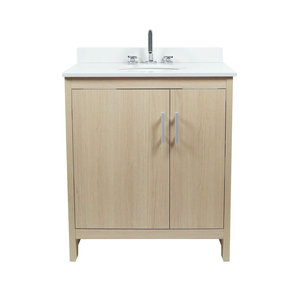 Bellaterra Home 808130-31-CO 31" Gray Pine Single Sink Vanity With White Engineered Stone and Oval Sink