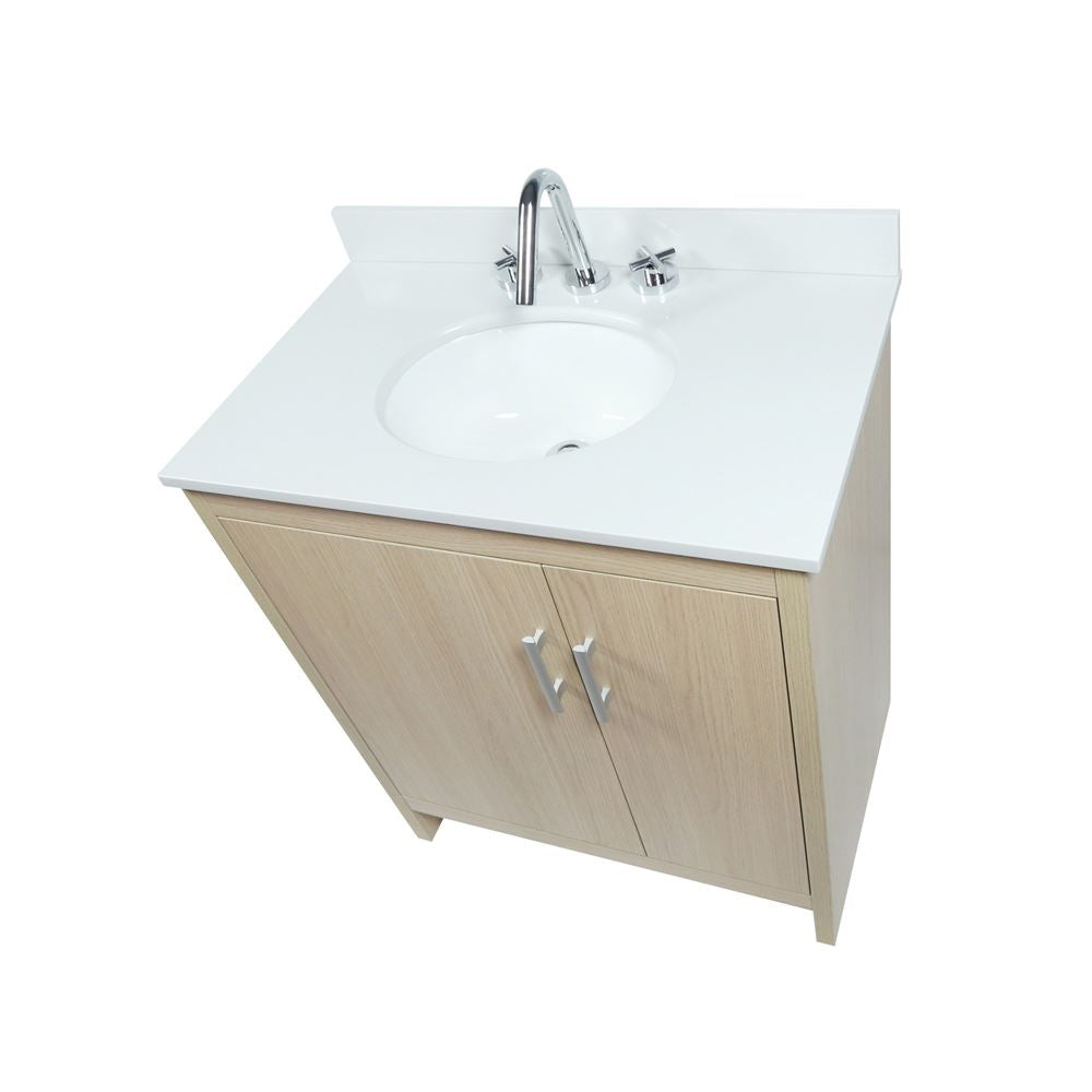 Bellaterra Home 808130-31-CO 31" Gray Pine Single Sink Vanity With White Engineered Stone and Oval Sink