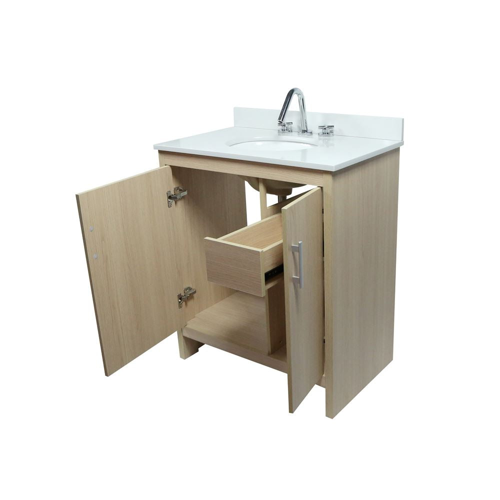Bellaterra Home 808130-31-CO 31" Gray Pine Single Sink Vanity With White Engineered Stone and Oval Sink