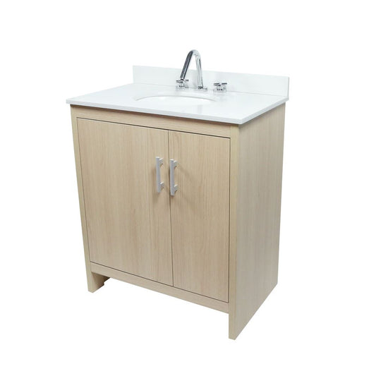 Bellaterra Home 808130-31-CO 31" Gray Pine Single Sink Vanity With White Engineered Stone and Oval Sink