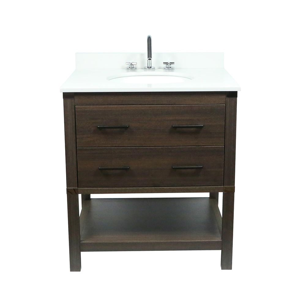 Bellaterra Home 808175-31-RG 31" Dark Gray RG Single Sink Vanity With White Engineered Stone and Oval Sink