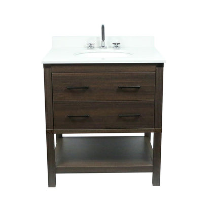 Bellaterra Home 808175-31-RG 31" Dark Gray RG Single Sink Vanity With White Engineered Stone and Oval Sink
