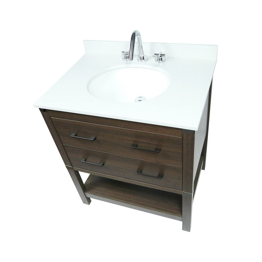 Bellaterra Home 808175-31-RG 31" Dark Gray RG Single Sink Vanity With White Engineered Stone and Oval Sink