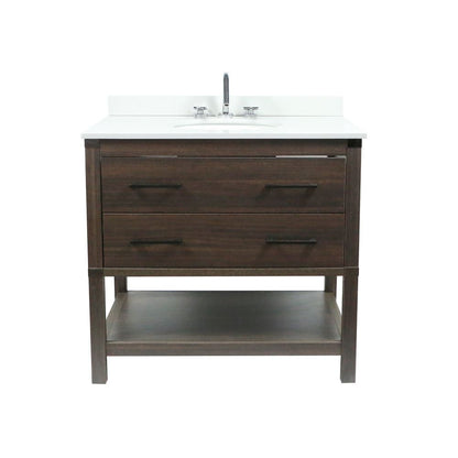 Bellaterra Home 808175-37-RG 37" Dark Gray RG Single Sink Vanity With White Engineered Stone and Oval Sink