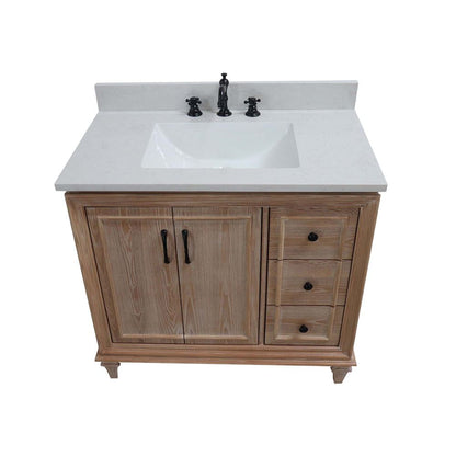 Bellaterra Home A3722-MT3-AQ 37" Weathered Neutral Transitional Single Sink Vanity With Engineered Stone Top