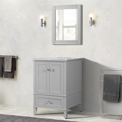 Bellaterra Home Aurora 25" 2-Door 1-Drawer Gray Freestanding Vanity Set With Ceramic Undermount Rectangular Sink and Engineered Quartz Stone Top