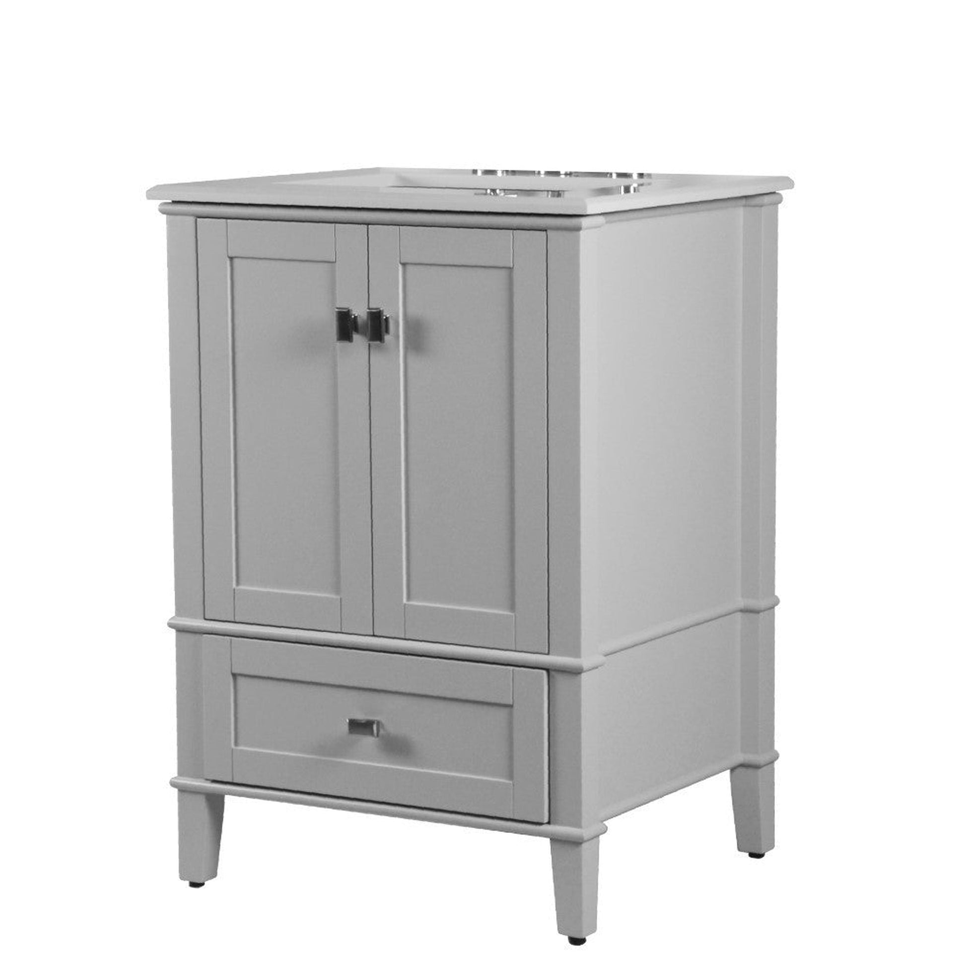 Bellaterra Home Aurora 25" 2-Door 1-Drawer Gray Freestanding Vanity Set With Ceramic Undermount Rectangular Sink and Engineered Quartz Stone Top