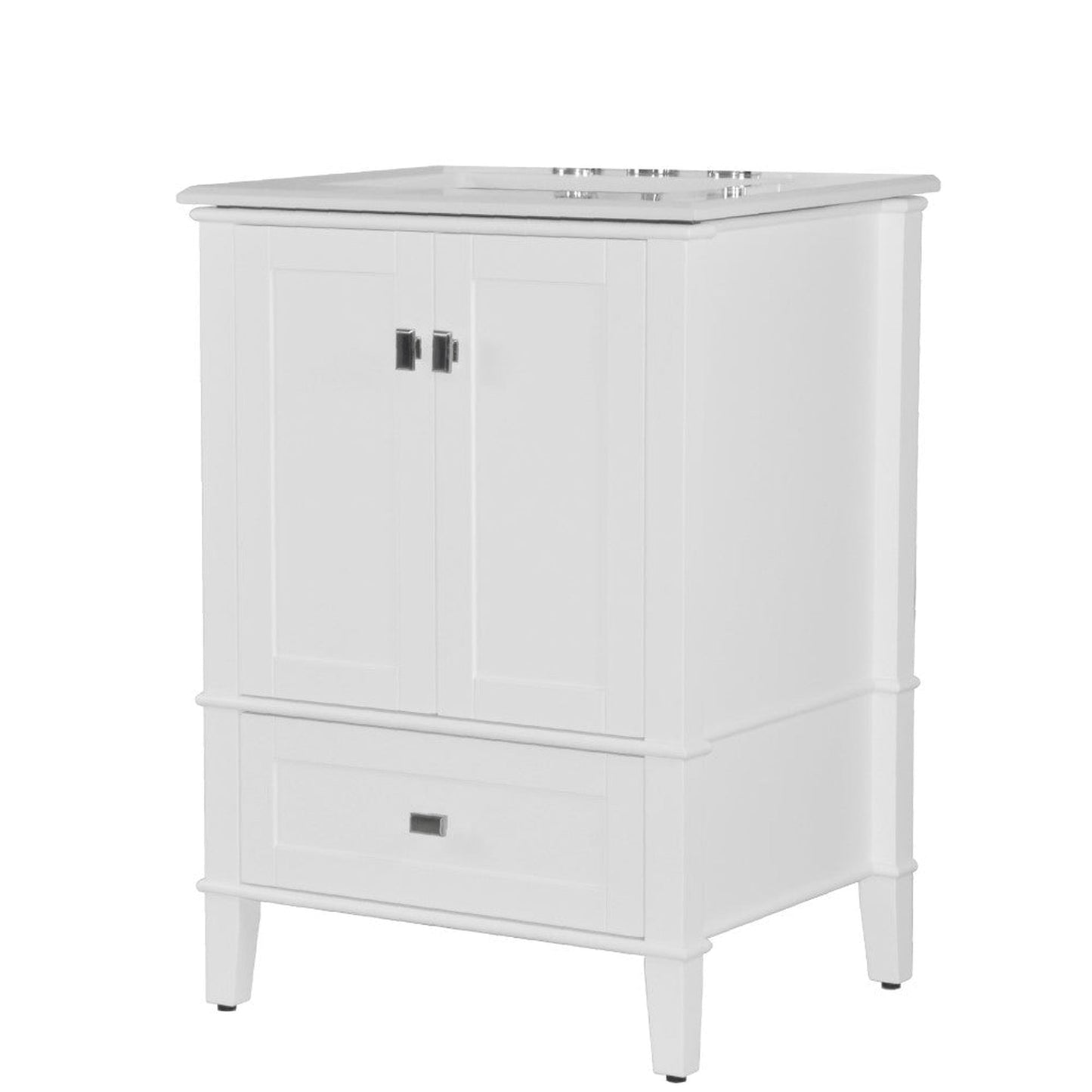 Bellaterra Home Aurora 25" 2-Door 1-Drawer White Freestanding Vanity Set With Ceramic Undermount Rectangular Sink and Engineered Quartz Stone Top