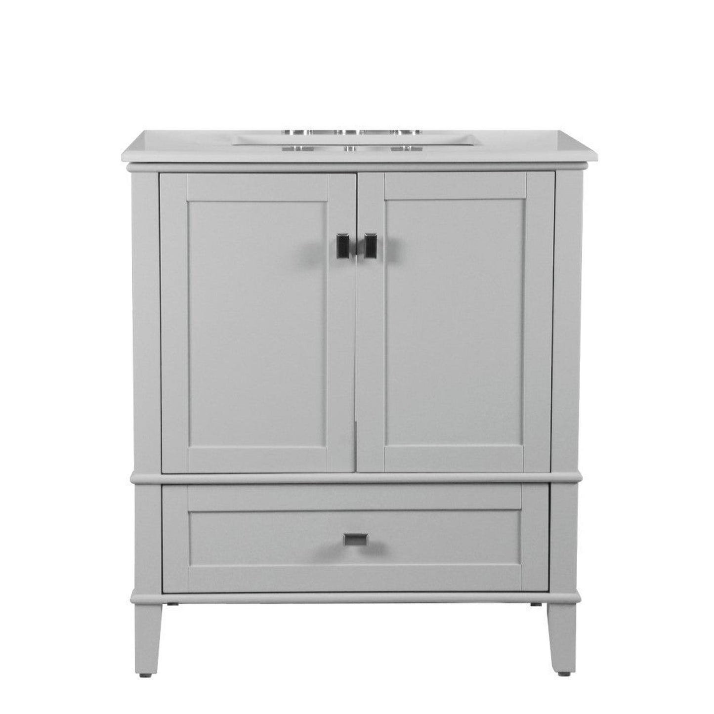 Bellaterra Home Aurora 31" 2-Door 1-Drawer Gray Freestanding Vanity Set With Ceramic Undermount Rectangular Sink and Engineered Quartz Stone Top