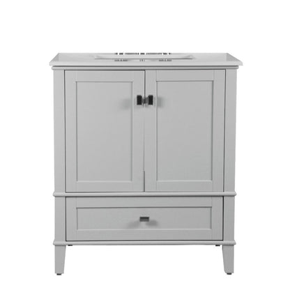 Bellaterra Home Aurora 31" 2-Door 1-Drawer Gray Freestanding Vanity Set With Ceramic Undermount Rectangular Sink and Engineered Quartz Stone Top