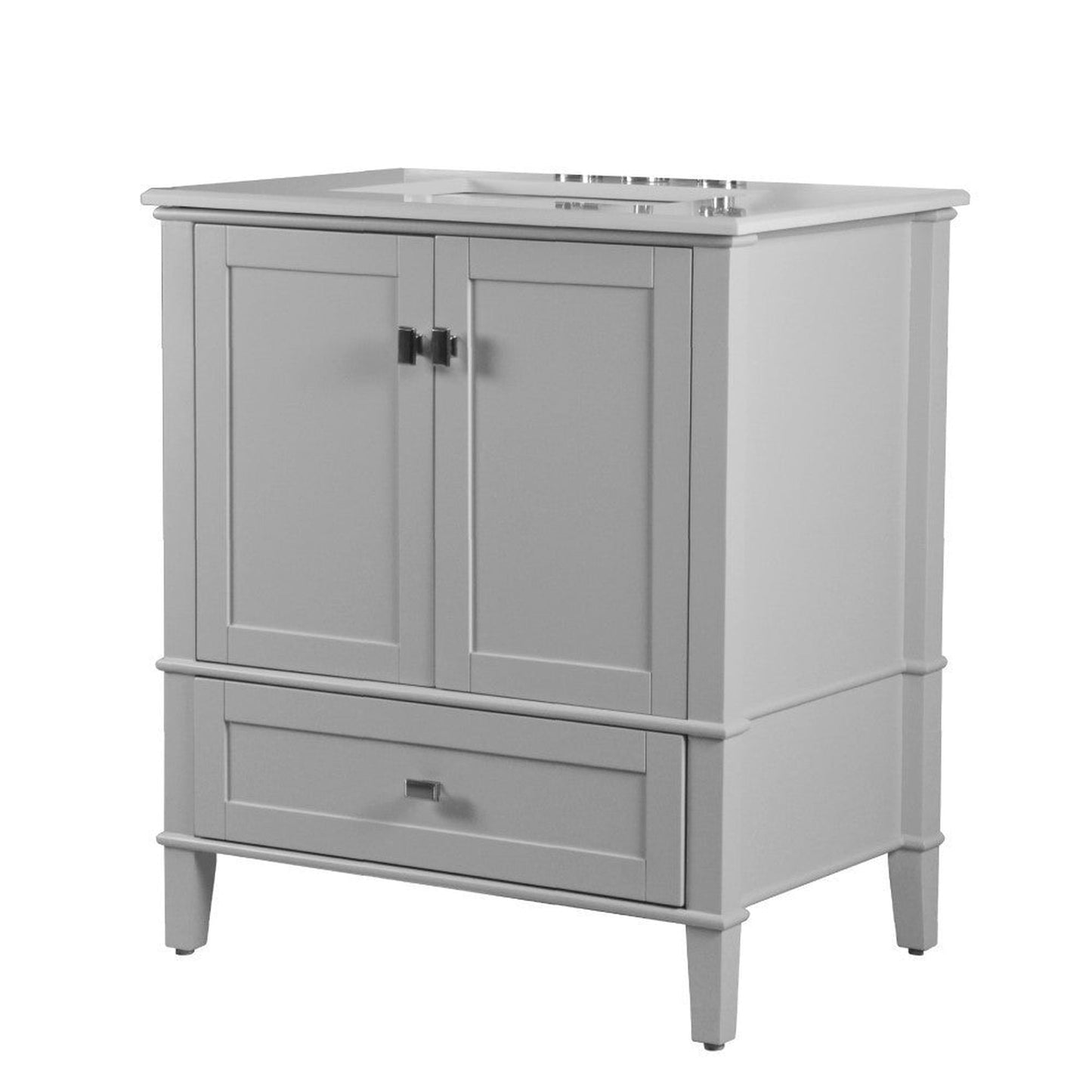 Bellaterra Home Aurora 31" 2-Door 1-Drawer Gray Freestanding Vanity Set With Ceramic Undermount Rectangular Sink and Engineered Quartz Stone Top