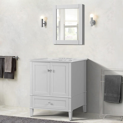 Bellaterra Home Aurora 31" 2-Door 1-Drawer White Freestanding Vanity Set With Ceramic Undermount Rectangular Sink and Engineered Quartz Stone Top