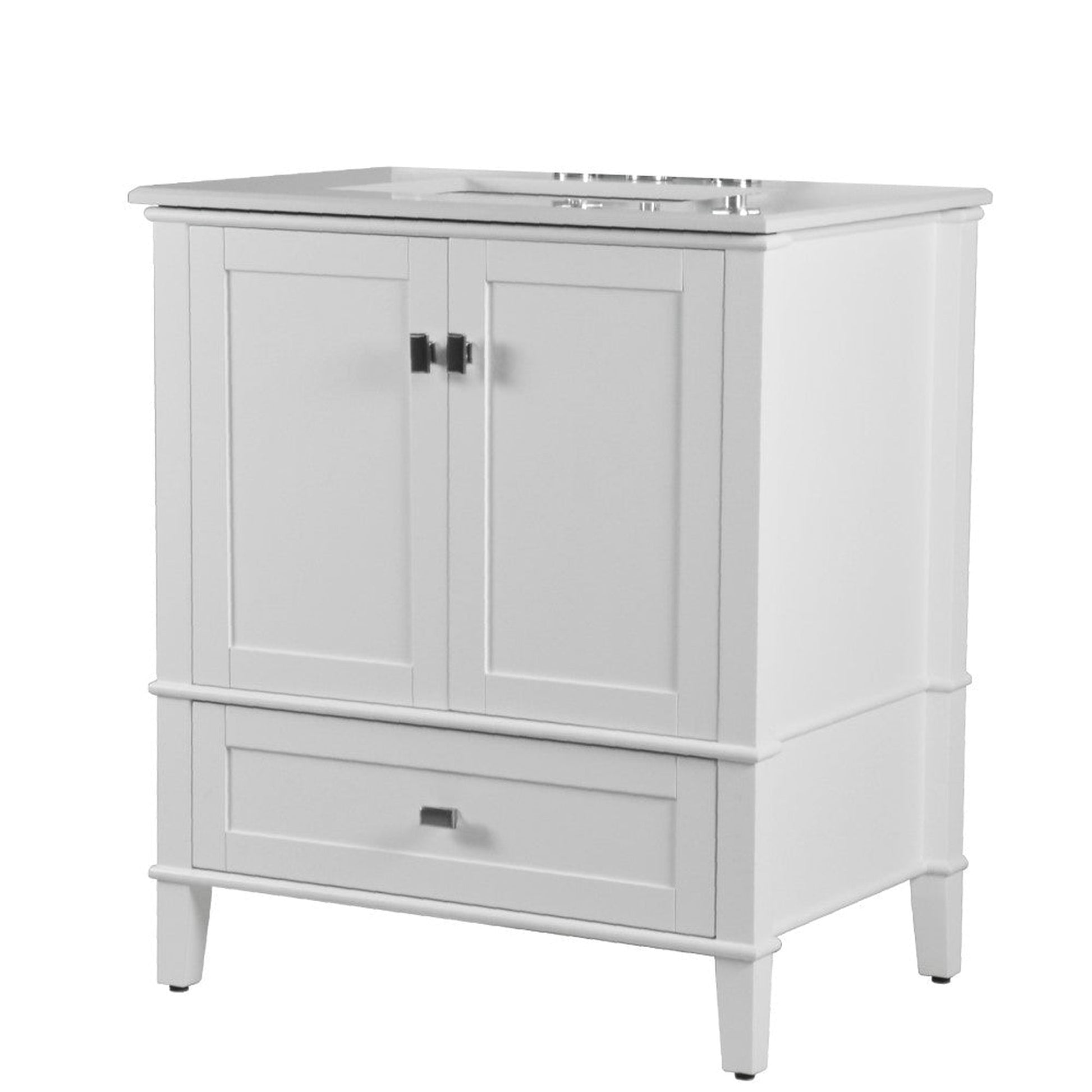 Bellaterra Home Aurora 31" 2-Door 1-Drawer White Freestanding Vanity Set With Ceramic Undermount Rectangular Sink and Engineered Quartz Stone Top