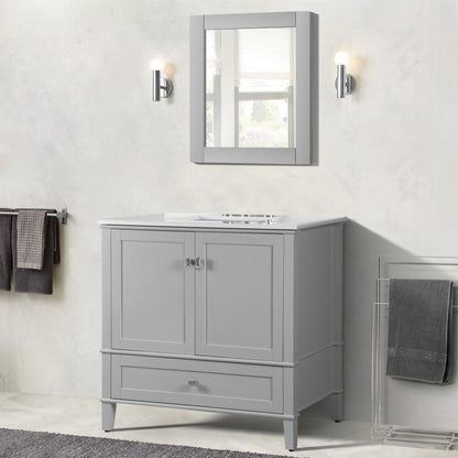 Bellaterra Home Aurora 37" 2-Door 1-Drawer Gray Freestanding Vanity Set With Ceramic Undermount Rectangular Sink and Engineered Quartz Stone Top