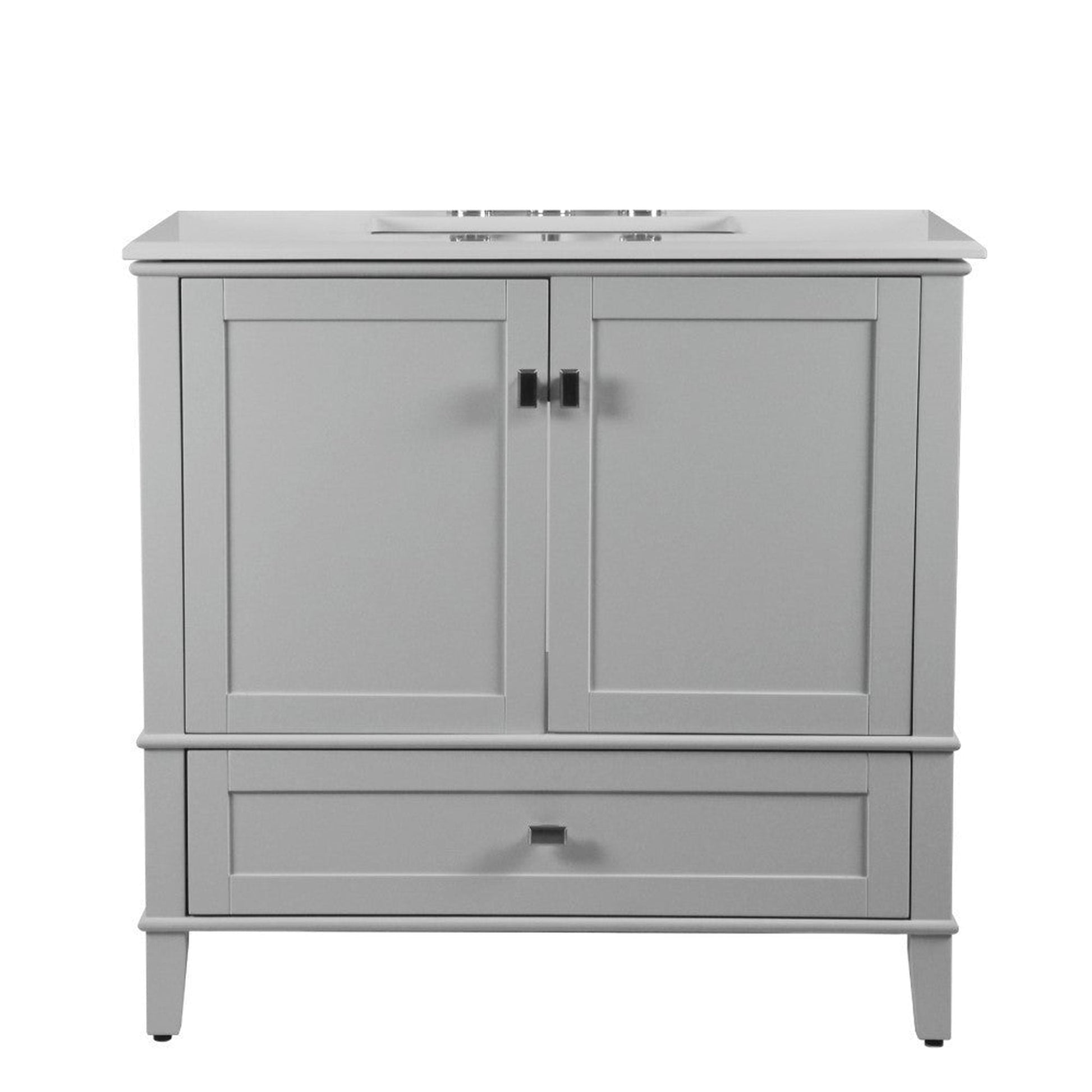 Bellaterra Home Aurora 37" 2-Door 1-Drawer Gray Freestanding Vanity Set With Ceramic Undermount Rectangular Sink and Engineered Quartz Stone Top