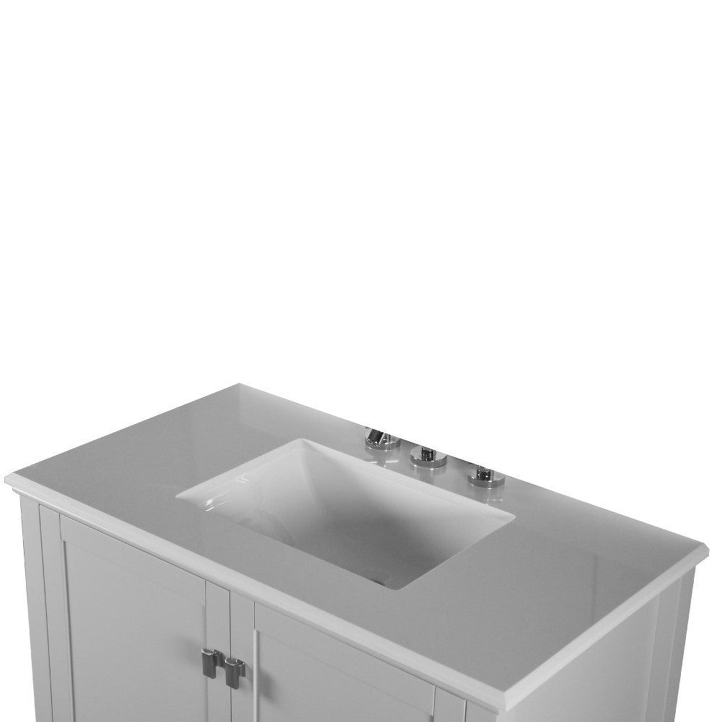 Bellaterra Home Aurora 37" 2-Door 1-Drawer Gray Freestanding Vanity Set With Ceramic Undermount Rectangular Sink and Engineered Quartz Stone Top