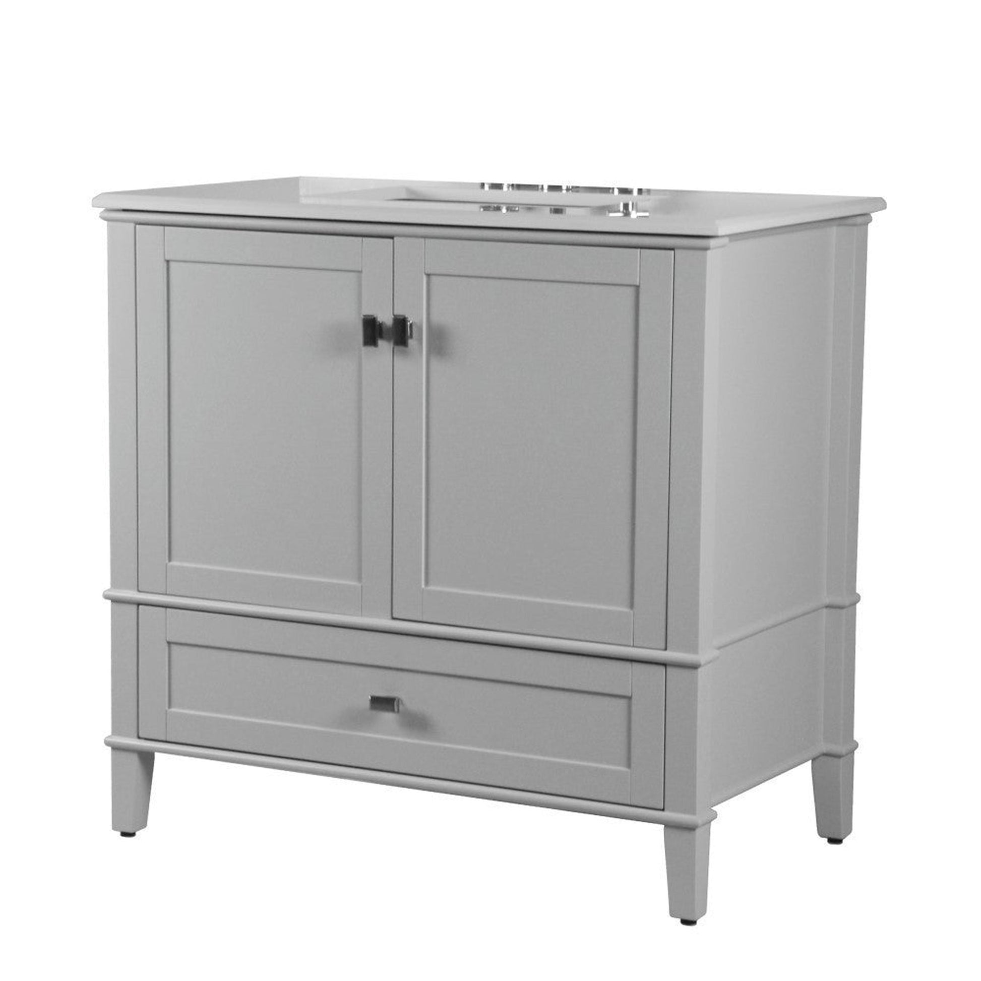 Bellaterra Home Aurora 37" 2-Door 1-Drawer Gray Freestanding Vanity Set With Ceramic Undermount Rectangular Sink and Engineered Quartz Stone Top