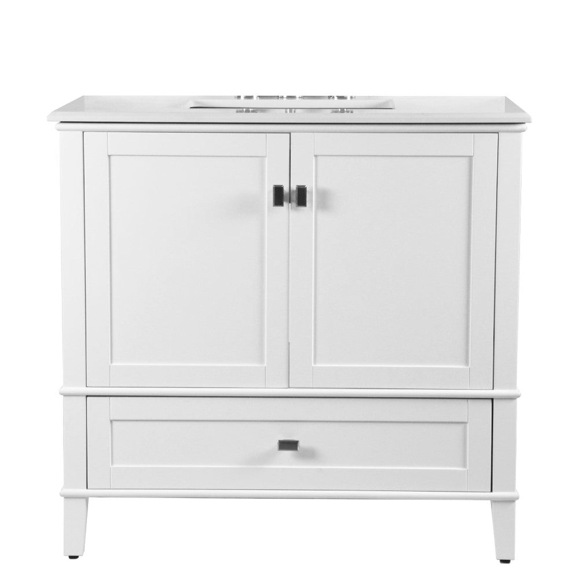 Bellaterra Home Aurora 37" 2-Door 1-Drawer White Freestanding Vanity Set With Ceramic Undermount Rectangular Sink and Engineered Quartz Stone Top