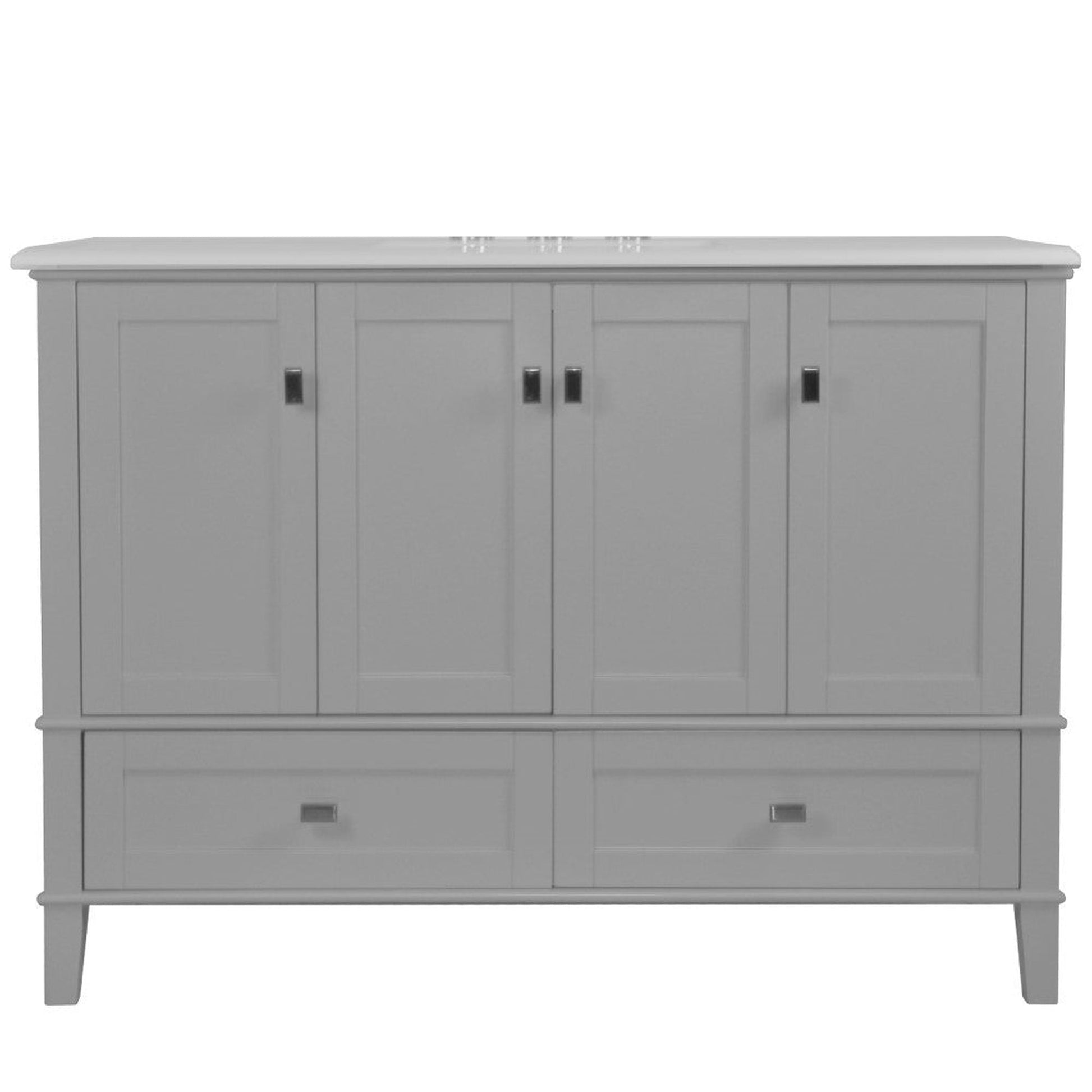 Bellaterra Home Aurora 49" 4-Door 2-Drawer Gray Freestanding Vanity Set With Ceramic Undermount Rectangular Sink and Engineered Quartz Stone Top