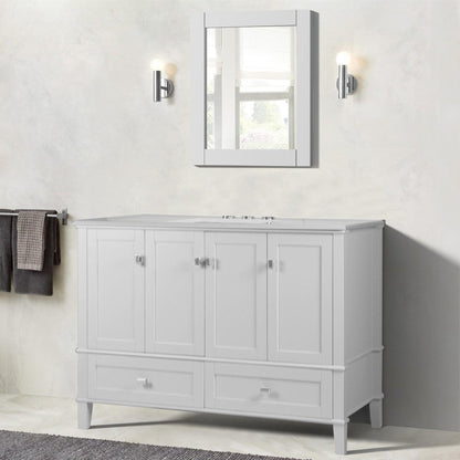 Bellaterra Home Aurora 49" 4-Door 2-Drawer White Freestanding Vanity Set With Ceramic Undermount Rectangular Sink and Engineered Quartz Stone Top