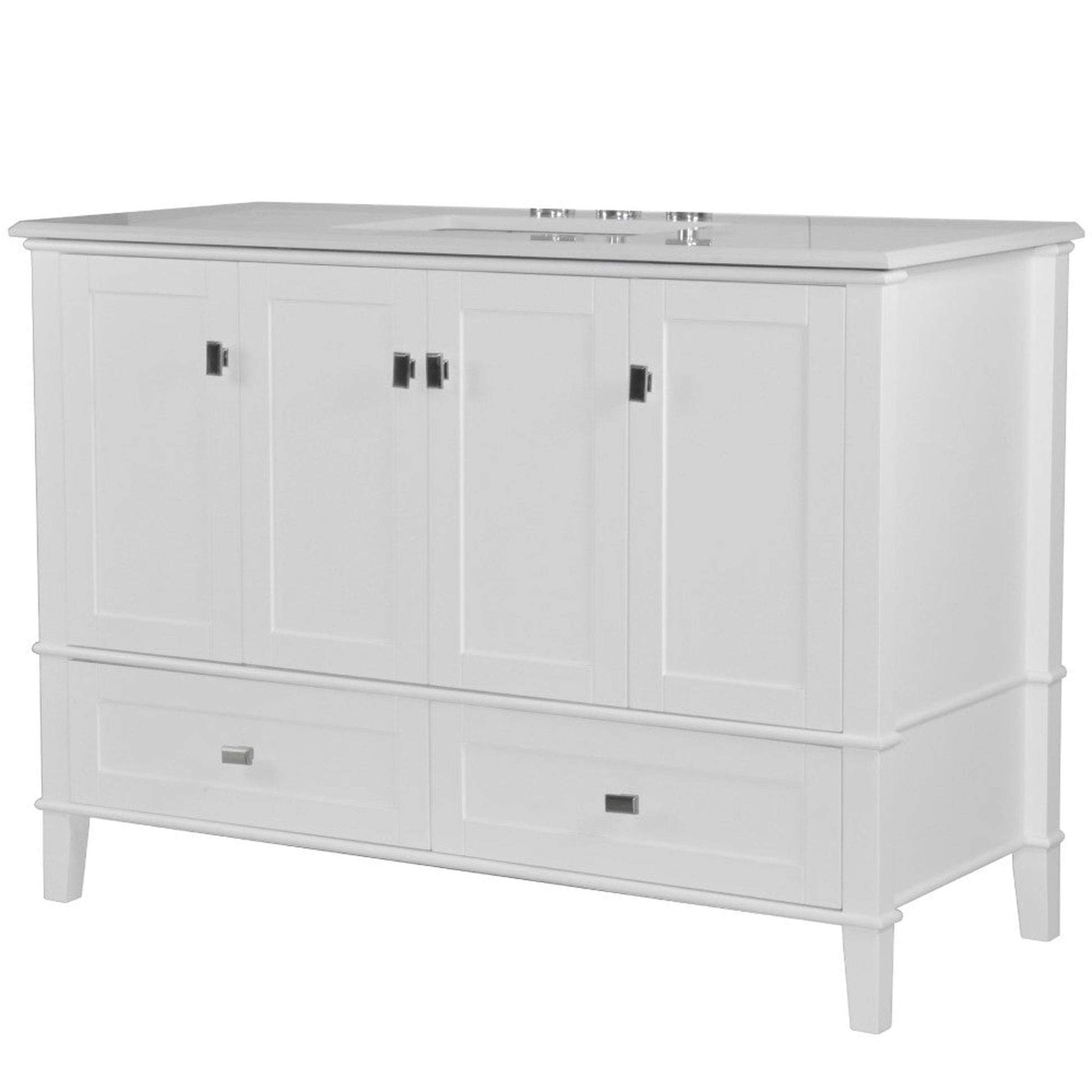 Bellaterra Home Aurora 49" 4-Door 2-Drawer White Freestanding Vanity Set With Ceramic Undermount Rectangular Sink and Engineered Quartz Stone Top