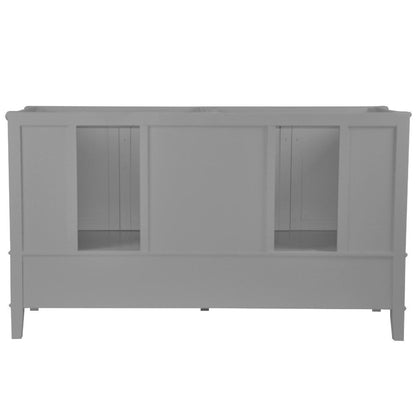 Bellaterra Home Aurora 61" 4-Door 2-Drawer Gray Freestanding Vanity Set With Ceramic Double Undermount Rectangular Sink and Engineered Quartz Stone Top