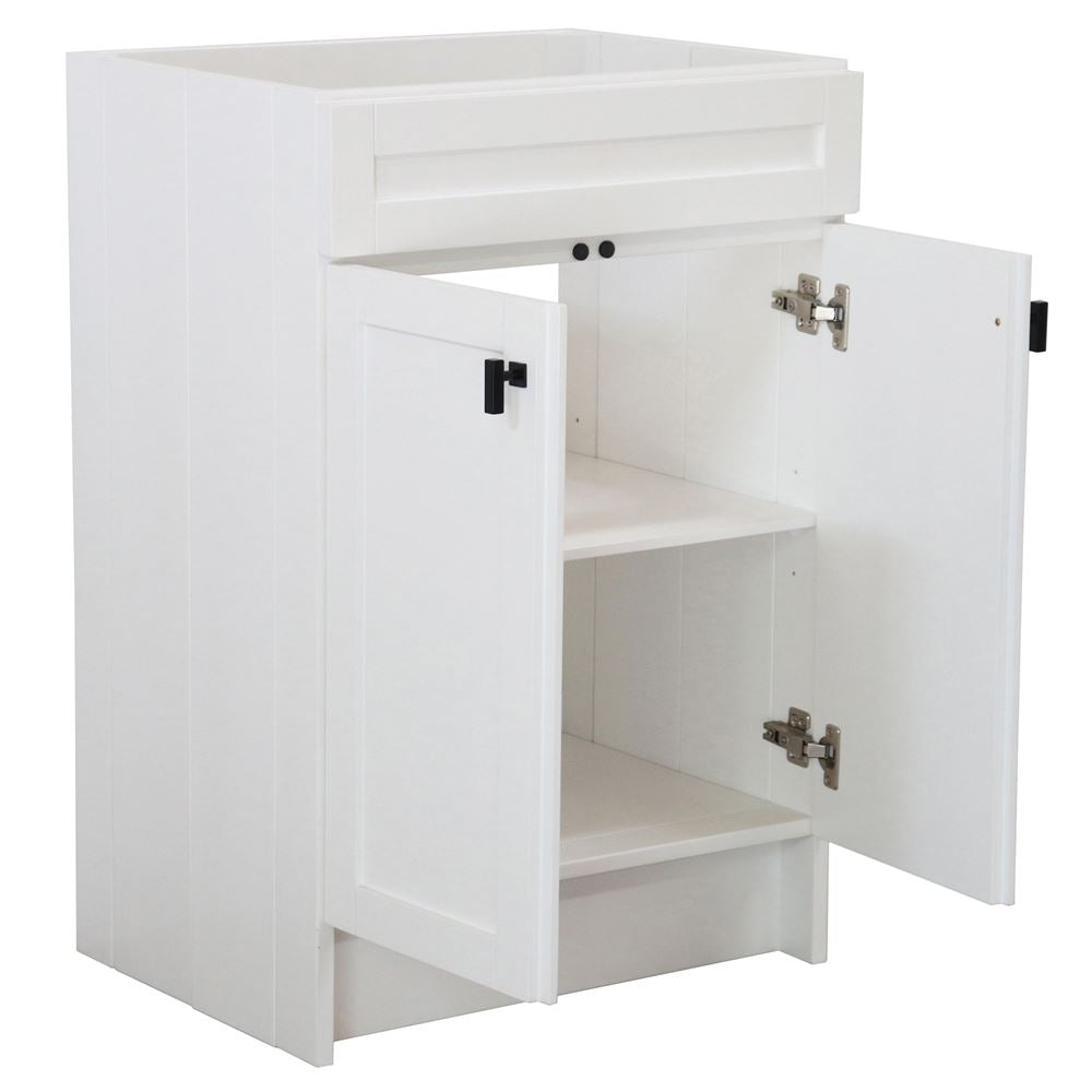 Bellaterra Home Elvas F23A-BL-CAB 23" White Single Foldable Vanity Cabinet With Black Hardware