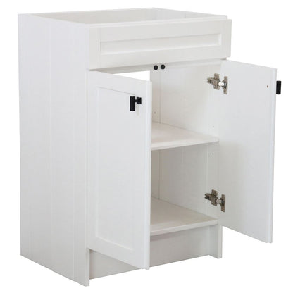 Bellaterra Home Elvas F23A-BL-CAB 23" White Single Foldable Vanity Cabinet With Black Hardware