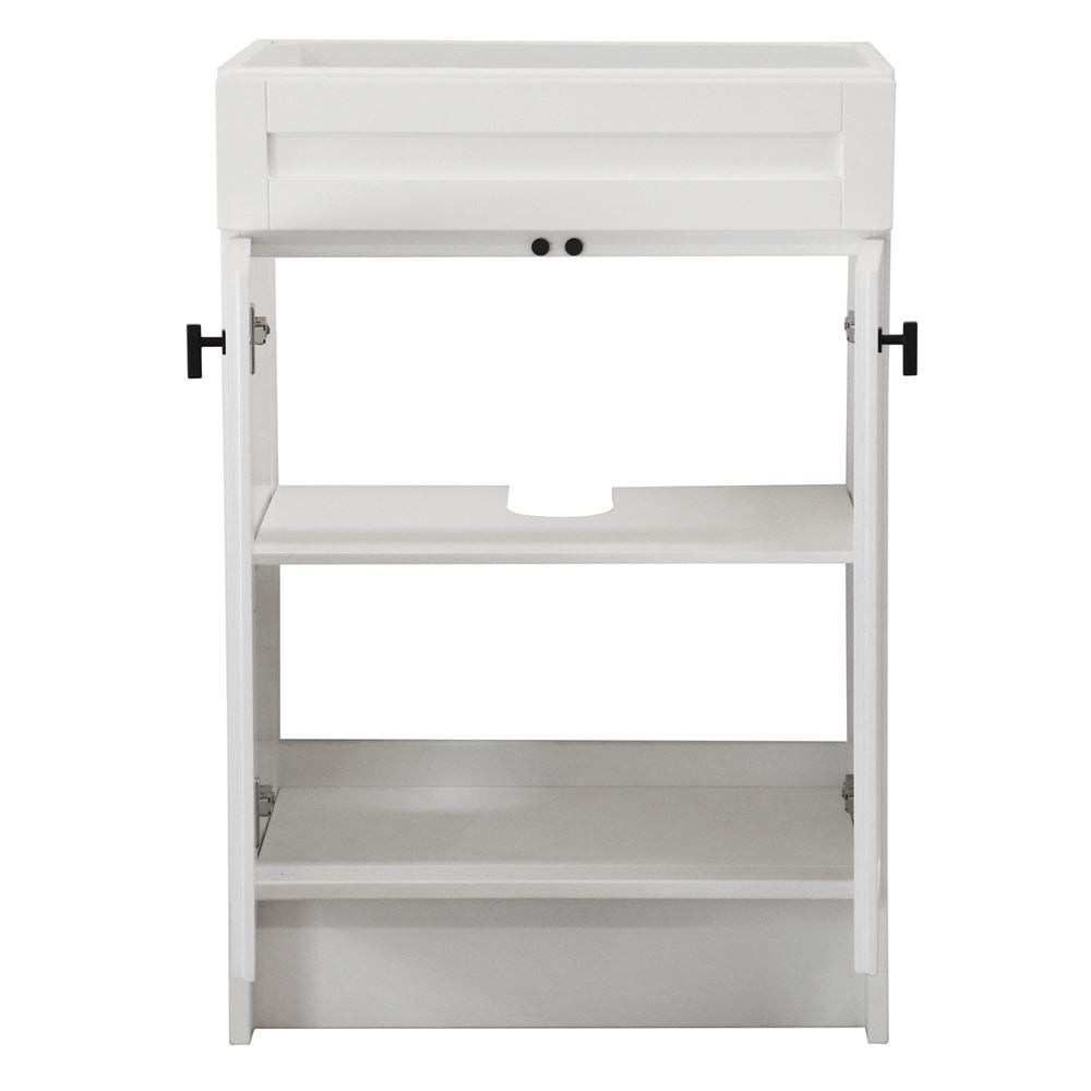 Bellaterra Home Elvas F23A-BL-CAB 23" White Single Foldable Vanity Cabinet With Black Hardware