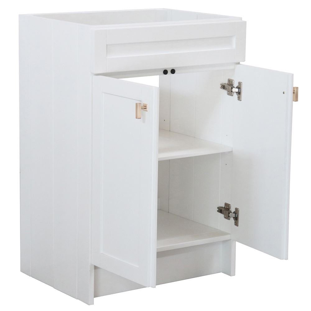 Bellaterra Home Elvas F23A-BN-CAB 23" White Single Foldable Vanity Cabinet With Brushed Nickel Hardware