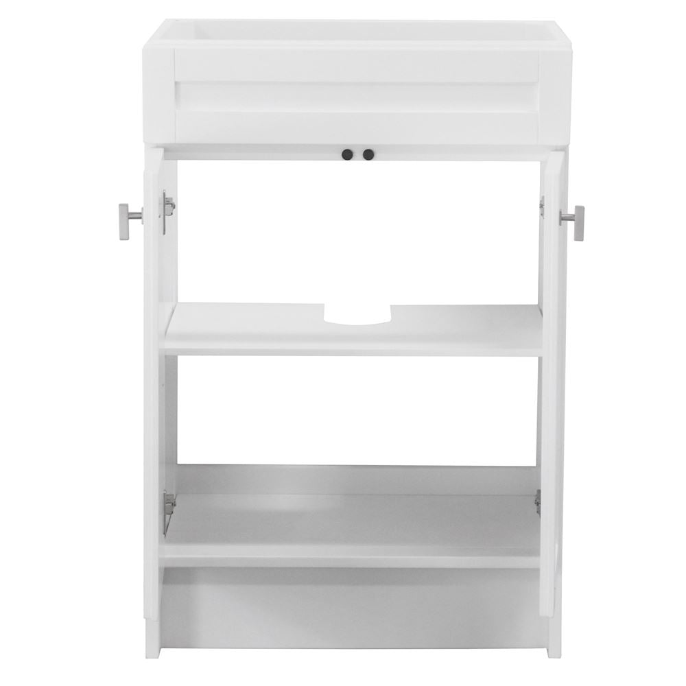 Bellaterra Home Elvas F23A-BN-CAB 23" White Single Foldable Vanity Cabinet With Brushed Nickel Hardware