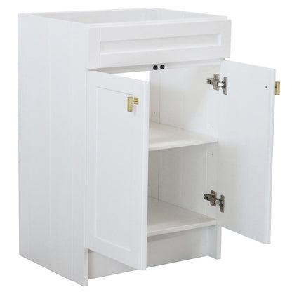 Bellaterra Home Elvas F23A-GD-CAB 23" White Single Foldable Vanity Cabinet With Gold Hardware