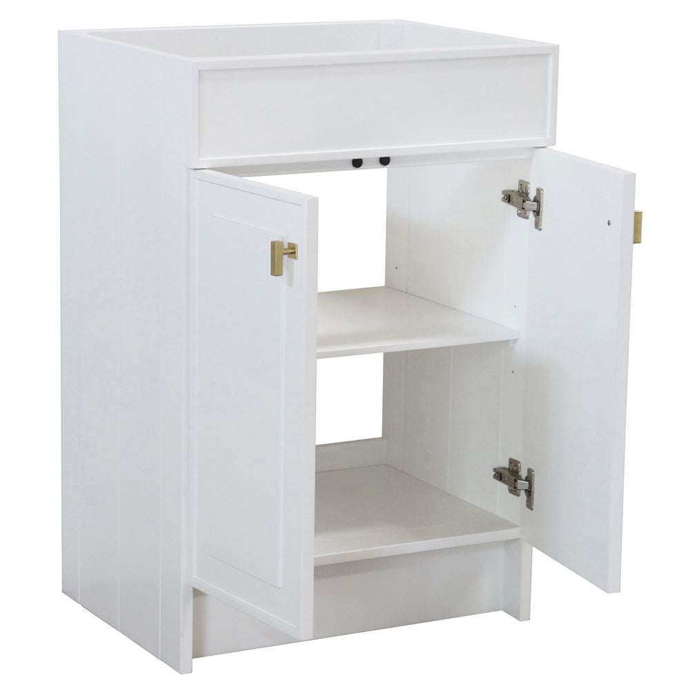 Bellaterra Home F23B-GD-CAB 23" White Single Foldable Vanity Cabinet With Gold Hardware