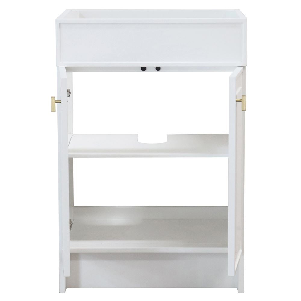 Bellaterra Home F23B-GD-CAB 23" White Single Foldable Vanity Cabinet With Gold Hardware