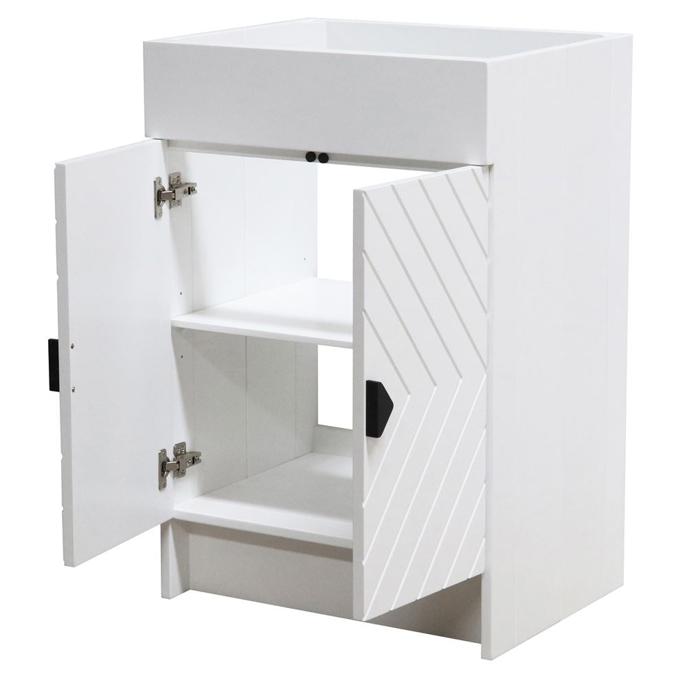 Bellaterra Home F23C-BL-CAB 23" White Single Foldable Vanity Cabinet With Black Hardware