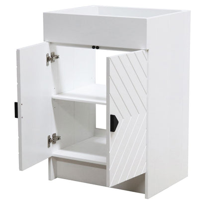 Bellaterra Home F23C-BL-CAB 23" White Single Foldable Vanity Cabinet With Black Hardware
