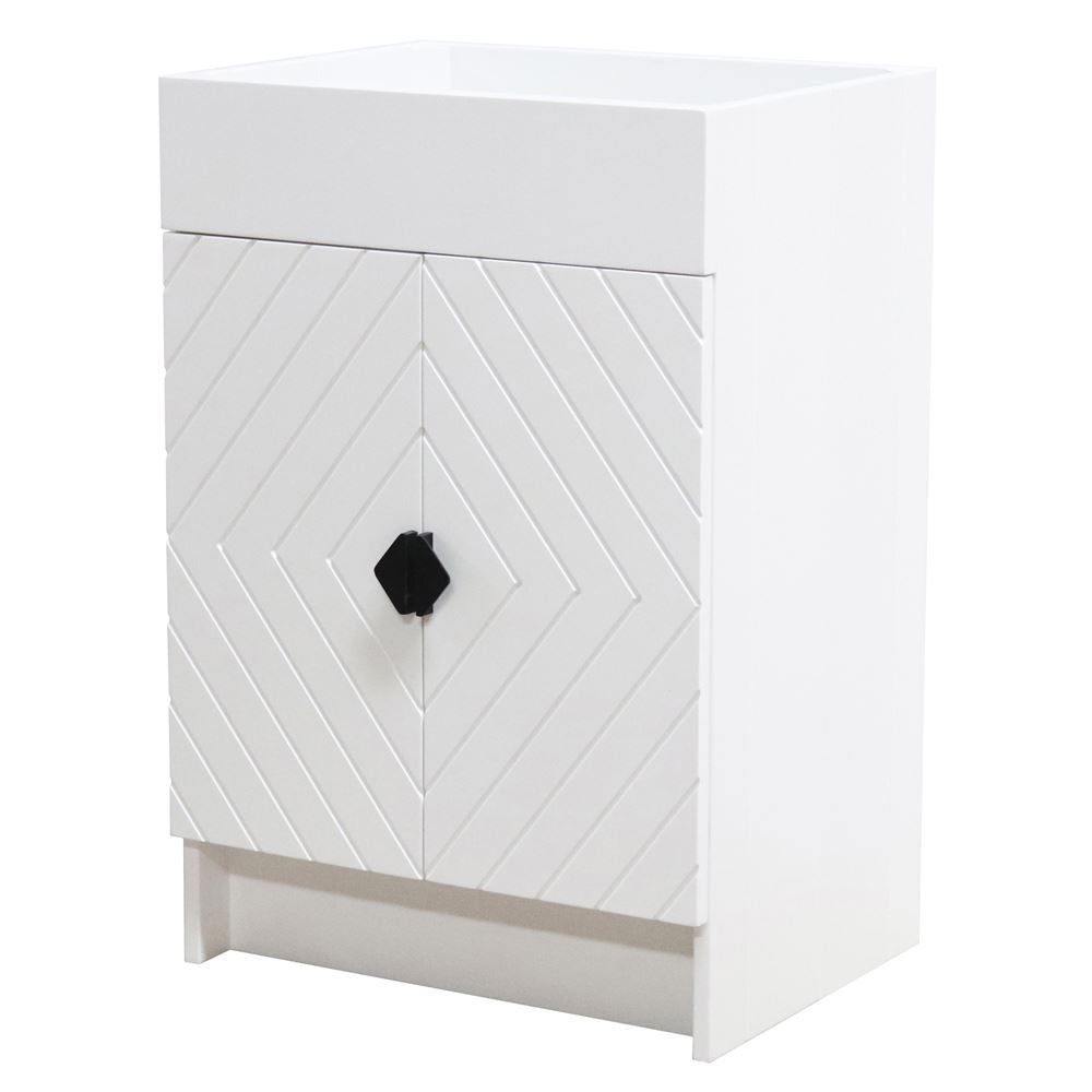 Bellaterra Home F23C-BL-CAB 23" White Single Foldable Vanity Cabinet With Black Hardware