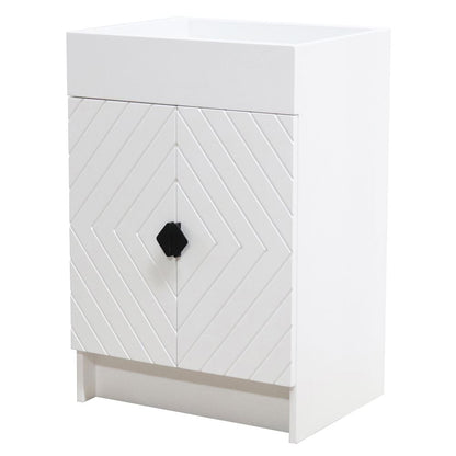 Bellaterra Home F23C-BL-CAB 23" White Single Foldable Vanity Cabinet With Black Hardware
