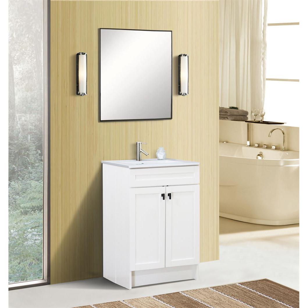 Bellaterra Home F24A-BL-CE 24" White Single Foldable Sink Vanity with White Ceramic Top