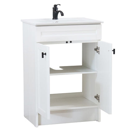 Bellaterra Home F24A-BL-CE 24" White Single Foldable Sink Vanity with White Ceramic Top