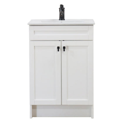 Bellaterra Home F24A-BL-CE 24" White Single Foldable Sink Vanity with White Ceramic Top