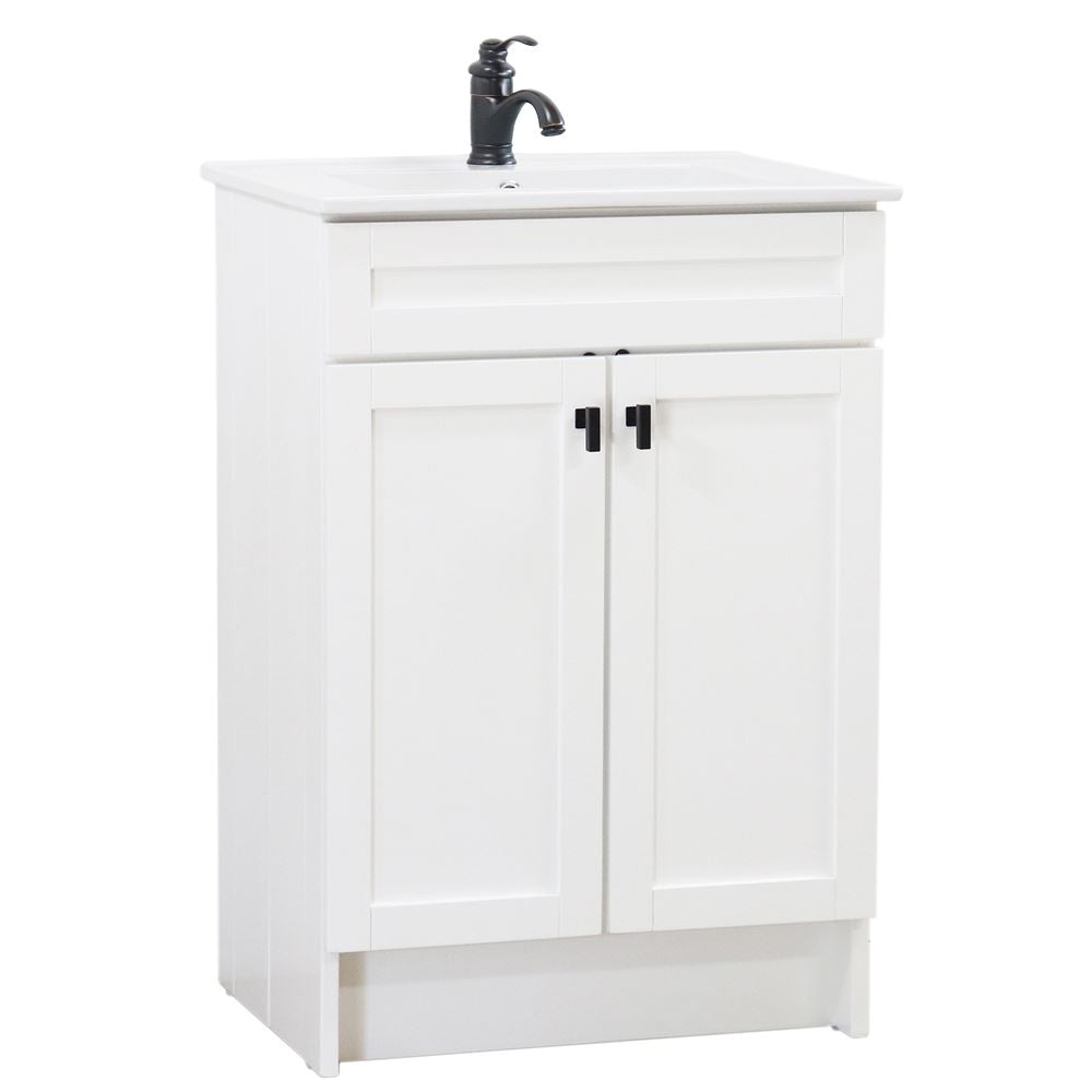 Bellaterra Home F24A-BL-CE 24" White Single Foldable Sink Vanity with White Ceramic Top